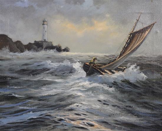 David Short The West Wind and Sailing ship at sea, largest 14 x 18in., unframed